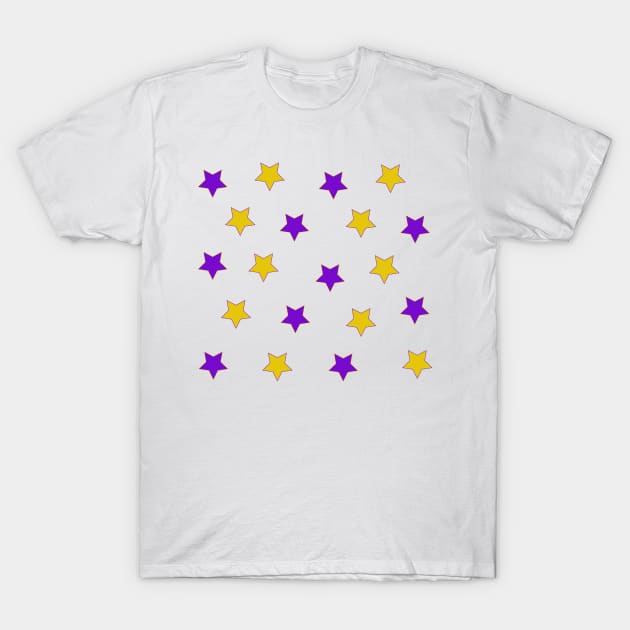 Purple and Gold Stars T-Shirt by ampp